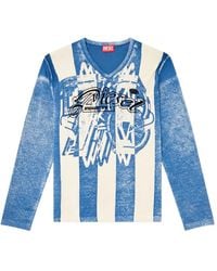 DIESEL - Oliba Stripe-Print V-Neck Sweater - Lyst
