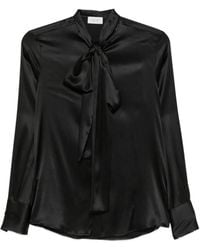 Mazzarelli - Blouse À Col Lavallière En Satin De Soie - Lyst