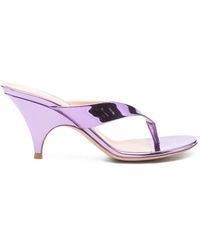 Gianvito Rossi - Sofia Metallic Thong Sandals - Lyst