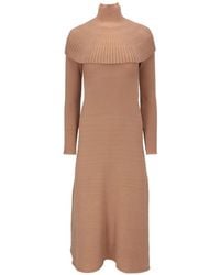 Isaia - Ribbed-Knit Cape-Overlay Midi Dress - Lyst