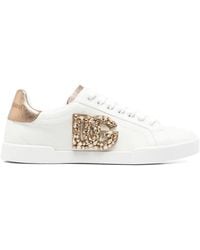 Dolce & Gabbana - Crystal-Embellished Dg Logo Sneakers - Lyst