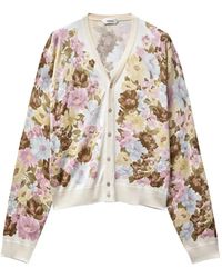 Versace - Printed Silk Knit Cardigan - Lyst