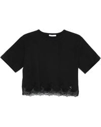 Patrizia Pepe - Cropped Lace T-Shirt - Lyst