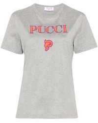 Emilio Pucci - T-Shirt Mit Logo-Stickerei - Lyst