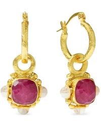 Ottoman Hands - Esther Ruby Pearl Drop Earrings - Lyst