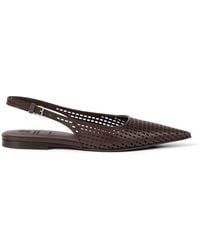 Brunello Cucinelli - Netted Leather Slingback Flats - Lyst