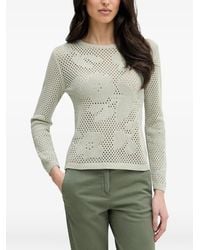 Benetton - Floral-Intarsia Open-Knit Sweater - Lyst