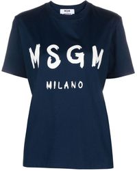 MSGM - T-shirt en coton à logo imprimé - Lyst