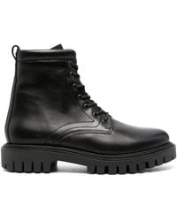 Tommy Hilfiger - Logo-embossed Leather Boots - Lyst