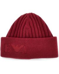 Emporio Armani - Logo-Embroidered Ribbed Beanie Hat - Lyst