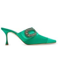 Manolo Blahnik - Tula Crystal-Embellished Pointed-Toe Mules - Lyst