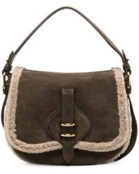 Coccinelle - Shearling-Trim Suede Shoulder Bag - Lyst