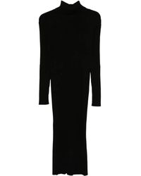 P.A.R.O.S.H. - Rilla Geribbelde Midi-Jurk Met Col - Lyst