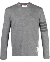 Thom Browne - T-Shirt mit 4-Streifen-Logo - Lyst