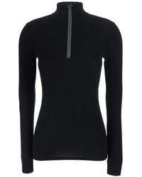 Brunello Cucinelli - Monili-Embellished Ribbed-Knit Sweater - Lyst