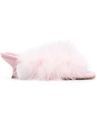 Sleeper - Feather-detailed Kitten Heel Sandals - Lyst