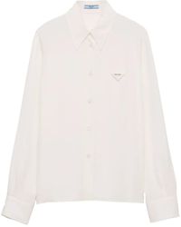 Prada - Seidenhemd Aus Crêpe De Chine - Lyst