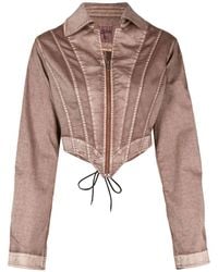 Jean Paul Gaultier - Cropped Corset-style Denim Jacket - Lyst
