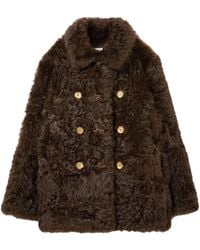 Ports 1961 - Double-Breasted Shearling-Texture Coat - Lyst