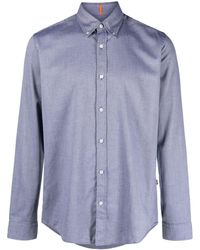 BOSS - Pattern-jacquard Cotton Shirt - Lyst