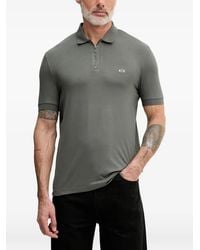 ARMANI EXCHANGE - Logo-Embroidered Zip-Fastening Polo Shirt - Lyst