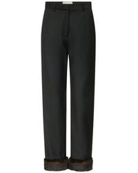 Loulou de Saison - Haden Faux Fur-Trim Wool Trousers - Lyst