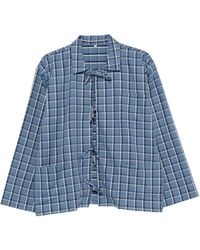 Baserange - Limber Geruite Blouse Met Striksluiting - Lyst