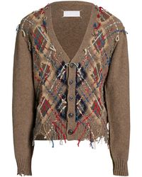 Maison Margiela - Cut-Out Intarsia-Knit Cardigan - Lyst