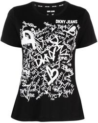 DKNY - Logo-graffiti Cotton-blend T-shirt - Lyst