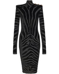 Balmain - Robe Mi-Longue À Imprimé Zébré - Lyst