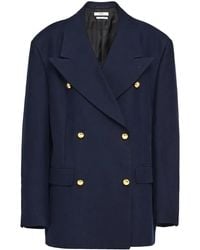 Prada - Double-Breasted Cotton Blazer - Lyst