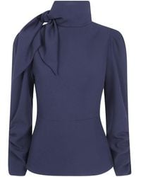 DR. HOPE - Bow Detail High-Neck Shirt - Lyst