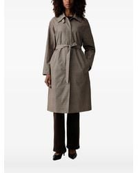 Morgan - Houndstooth-Pattern Belted Coat - Lyst