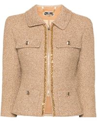 Elisabetta Franchi - Cropped Tweed Jacket - Lyst