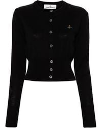 Vivienne Westwood - Orb Logo-Embroidered Wool Cardigan - Lyst