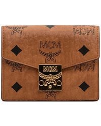 MCM - Mini Tracy Logo-Pattern Wallet - Lyst