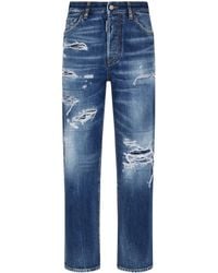 DSquared² - Cotton Jeans With A Ripped Design - Lyst