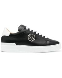 Philipp Plein - Logo-Plaque Two-Tone Leather Sneakers - Lyst
