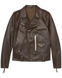 Fortela - Leren Jack Met Asymmetrische Rits - Lyst