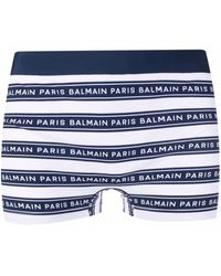 Balmain Shorts mit Logo-Streifen - Weiß