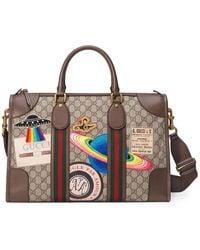 Gucci Leather Courrier GG Supreme Duffle Bag - Multicolour