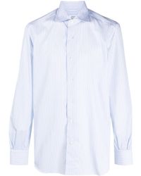 Mazzarelli - Spread-collar Striped Shirt - Lyst