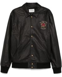 Drole de Monsieur - Embroidered-Slogan Leather Jacket - Lyst