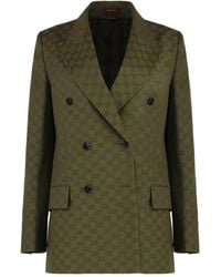 Gucci - Blazer Met Gewatteerde Schouders En Gg-Patroon - Lyst