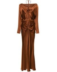 Alberta Ferretti - Satijnen Midi-Jurk Met Uitgesneden Details - Lyst