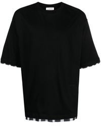 Lanvin - T-shirt en coton à bords rayés - Lyst