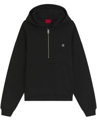HUGO - Zipper Neck Hoodie - Lyst