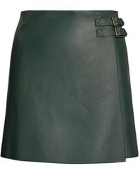 Ralph Lauren - Double-Buckle Leather Miniskirt - Lyst
