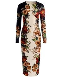 Alice + Olivia - Delora Floral-Print Long-Sleeve Midi Dress - Lyst