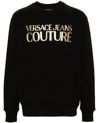 Versace Jeans Couture - Cotton Crewneck Sweatshirt With Printed Logo - Lyst